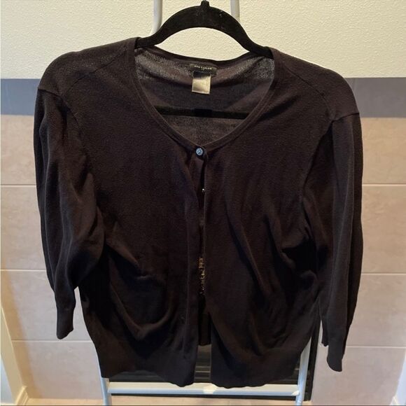 Ann Taylor Black Button Down Cardigan Sweater - Picture 2 of 3